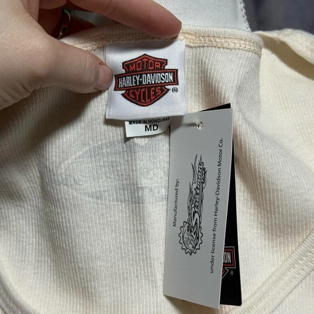 Harley Davidson White Ribbed Tank Top Studded Myrtle Beach NWT Women M 2010 Y2K - Picture 7 of 7